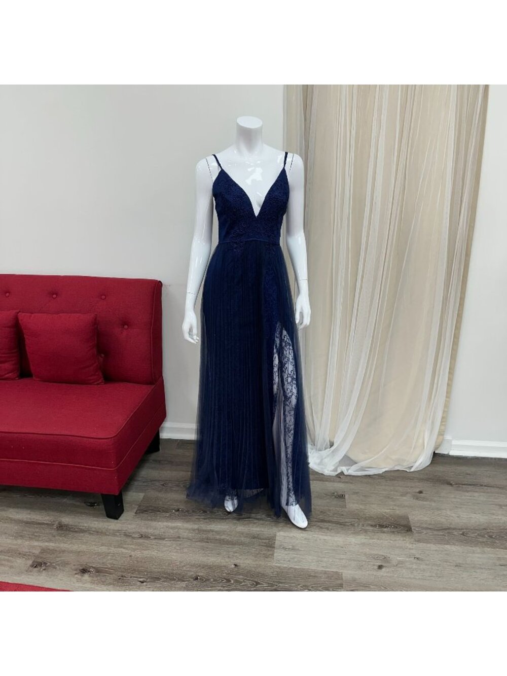 Small Navy Blue Tulle Sundress Baby Shower Wedding Guest Dress